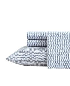 Комплект постельного белья из хлопкового перкаля, 4 предмета, размер полуторный Nautica, Ikat Wave Blue