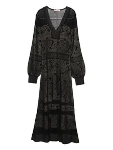 Платье макси с V-образным вырезом TWINSET, черный