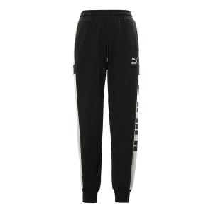 Брюки retro block sweatpant 'black white grey' Puma, черный