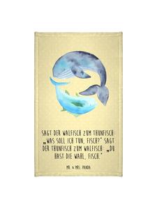 Mr. & Mrs. Panda Полотенце с изображением кита и тунца и надписью пастельно-желтого цвета