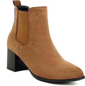 Женские ботильоны TNXZ на осень, уличные ботильоны Челси, замшевые, без застежки, с заостренным носком, Camel