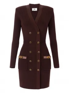 Двубортное платье мини Elisabetta Franchi, коричневый