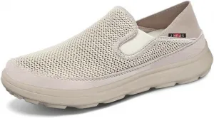 Мужские повседневные слипоны с комфортной толстой подошвой, удобные лоферы, легко надеваются/снимаются, дышащие кроссовки для работы и путешествий Qacksv, бежевый