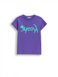 Футболка из хлопка с короткими рукавами фиолетового цвета MOKIDA