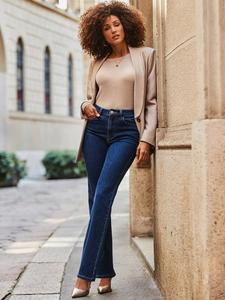 Прямые джинсы средней посадки Sosandar, Indigo Blue