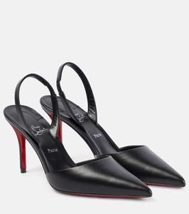 Кожаные туфли-лодочки Apostropha на ремешке Christian Louboutin, Black/Lin Black