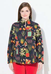 Блуза Ulla Popken LANDHAUS-DRUCK LANGARM, Black