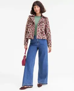 Женское приталенное пальто с начесом и принтом животных On 34Th, коричневый