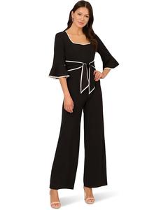 Женский комбинезон с оборками на рукавах Adrianna Papell, Black/Ivory