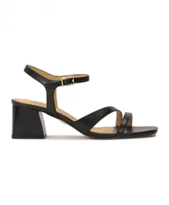 Черные кожаные сандалии на широком каблуке Kazar, черный