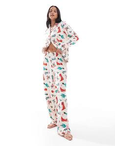 Рождественская пижама Urban Threads с длинными рукавами и брюками в ковбойском стиле