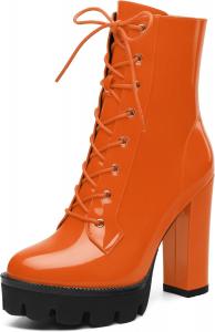 MISEZOXI Женские коричневые однотонные ботильоны на массивной платформе с шнуровкой, круглый носок, каблук 4,5 дюйма, повседневные, на все сезоны, для косплея