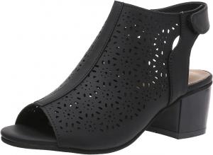 Женские ботильоны ZBYY с открытым носком, ремешком на щиколотке, массивным каблуком и застежкой-липучкой, низкий каблук, массивные сандалии на блок-каблуке, Black