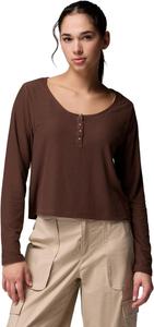 Columbia Women's Brea Falls Grid Henley Long Sleeve, Tobacco