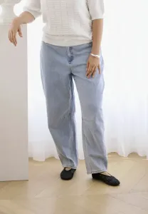 Кцинна укороченная бочка широкие ноги Kaffe Curve, Light Blue Washed Denim