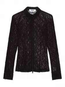 Кружевная рубашка на молнии Msgm, черный