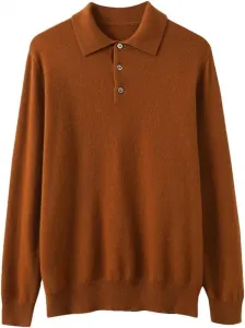 Мужской свитер из кашемира с воротником на пуговицах