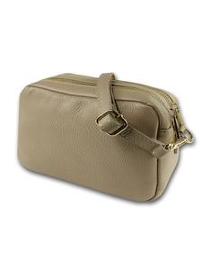 Кожаная сумка через плечо Toscanto бежевая, серо-коричневая, примерно 22 см Toscanto