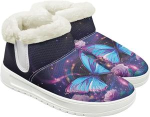 Зимние женские сапоги с утеплителем, с внутренней подкладкой из фланели, удобные легкие повседневные уличные ботинки для прогулок Hechitok, Butterfly Flower