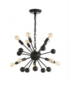 Светодиодная люстра Orbit Sputnik в современном индустриальном стиле с 10 регулируемыми плафонами, 10 ламп Jonathan Y, черный