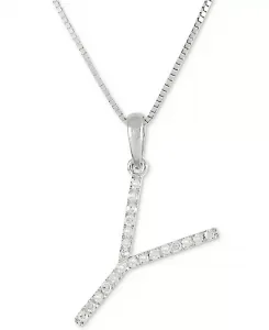 Ожерелье с бриллиантом (1/10 карата) в форме инициала из 10-каратного белого золота, 16 дюймов + 2 дюйма удлинителя Macy'S, y