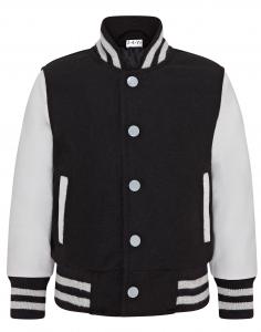 Детская шерстяная бейсбольная куртка с кожаными рукавами 3-13 лет Infinity Junior, черный
