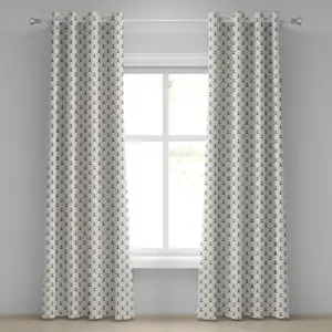 Штора ABAKUHAUS с люверсами в виде якоря, абстрактный ретро-морской мотив, клетчатый узор, яхтенная тема, декоративные двухпанельные шторы, 280 см x 225 см, белый и черный