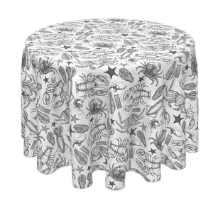 Круглая скатерть, 100% полиэстер, круглая 90 дюймов, рисунок морепродуктов