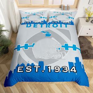 Erosebridal Комплект постельного белья American Football City с футбольным принтом, сине-серый, для подростков, Detroit