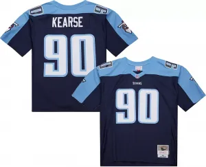 Мужская футболка Mitchell & Ness Tennessee Titans Jevon Kearse № 90 1999 года темно-синего цвета