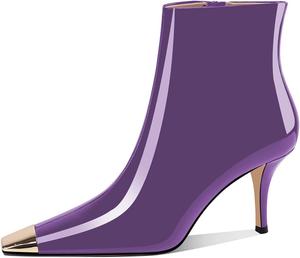 Женские ботильоны YDN с квадратным носком из металла, на высоком каблуке-стилетто, с боковой молнией, сексуальные для вечеринок и клуба, размеры 4-15 US, Purple