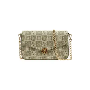 Кроссбоди из ПВХ маленькая женская зеленая VANESSA HOGAN, темно-коричневая