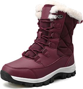Женские зимние мужские сапоги для снега с искусственным мехом, средней высоты, легкие, водонепроницаемые, удобные для ходьбы, с противоскользящей подошвой, модные, теплые походные ботинки с глубокой протекторной резиновой подошвой Lghlmcl, красный