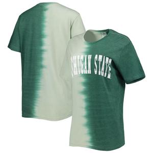 Зеленая женская футболка Gameday Couture Michigan State Spartans Find Your Groove с раздельным краем