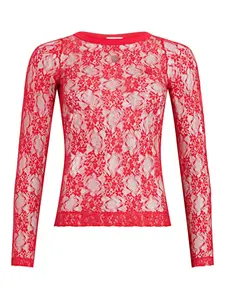 Кружевной топ с цветочным узором PATOU, красный