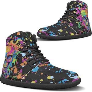 Finger Love Heart Pattern Womens Barefoot Boots Shoes Winter Snow Boots Warm Ankle Booties Pugasmiru, Ink Jet Skull Print