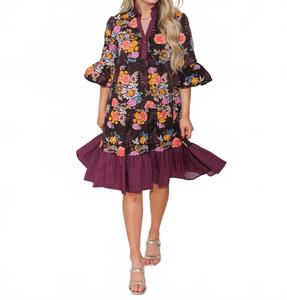 Кокетливое мини-платье в какао с цветочным принтом Ivy Jane, Cocoa & Blooms