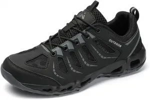 Мужские походные кроссовки для улицы, трейловый бег и водные виды спорта для женщин, быстросохнущие сетчатые туристические кроссовки, легкие, с нескользящей подошвой, для прогулок по пляжу, кемпинга, альпинизма, каякинга и путешествий Qacksv, черный