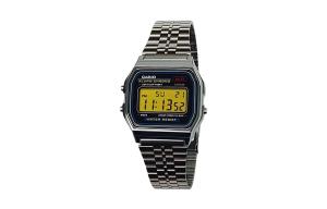 CASIO Часы Retrofit Series Quartz Movement Stainless Steel Strap Watch Men's Watch Black Dial, Black Dial with Yellow Bezel
