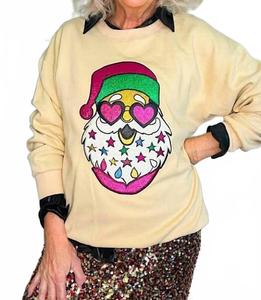 Женская толстовка с изображением Санты в форме сердца и глаз, кремового цвета Three Pearls And Co., кремовый