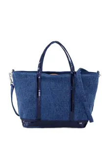 Льняная сумка-тоут Cabas, украшенная пайетками Vanessa Bruno, синий