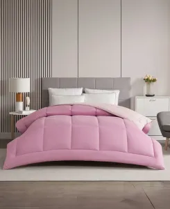 Двустороннее одеяло с наполнителем, имитирующим пух, размер Full/Queen Royal Luxe, розовый/лиловый