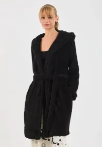Пушистый халат с капюшоном Even&Odd, Black