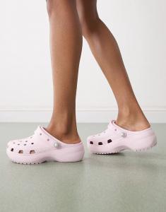 Сабо Crocs Classic на платформе розового цвета