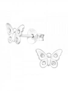 Alexander York Серьги-бабочки, серьги-гвоздики с кристаллами из серебра 925 пробы, комплект из 2 штук