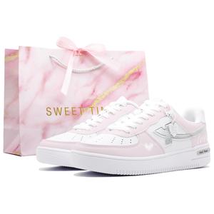 XTEP Кроссовки Air Force One износостойкие и легкие, низкие, для скейтбординга, женские, серебристо-розовые