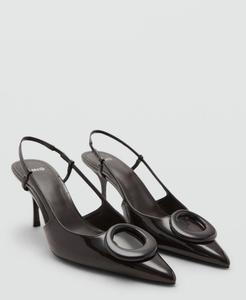 Женские лакированные туфли на высоком каблуке с кольцевым декором MANGO, Chocolate