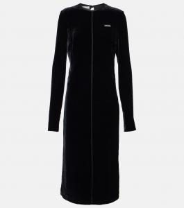 Атласное платье миди Miu Miu, Nero