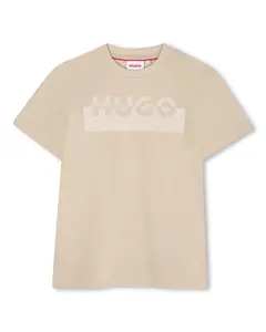 Детская хлопковая футболка Hugo, бежевый