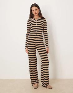 Широкие брюки ASOS DESIGN в нейтральную полоску